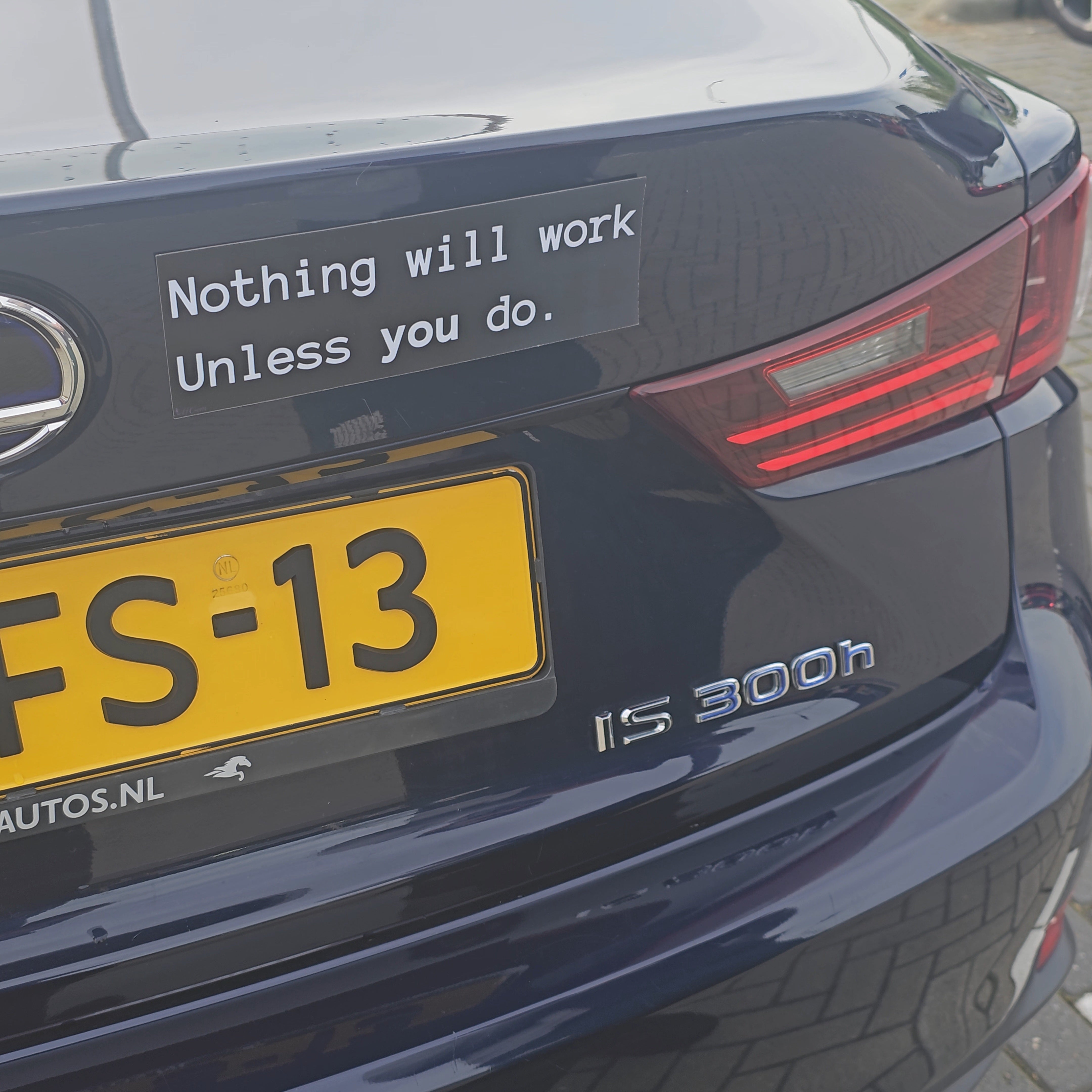 Magneet Auto Bumpersticker - Nothing will work unless you do
