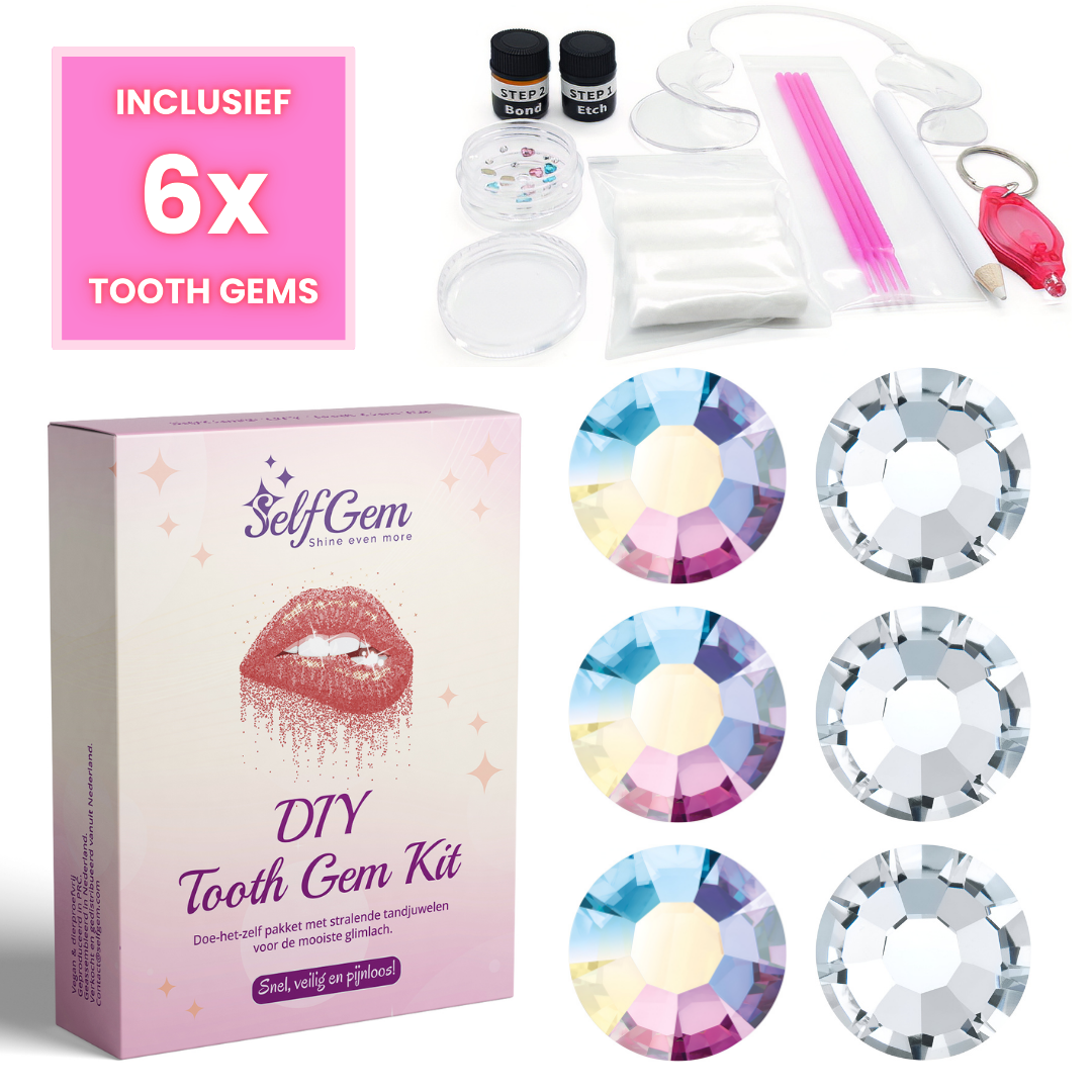 SelfGem™ DIY Tooth Gem Kit | Diamond & AB Crystal Set (6 stuks)