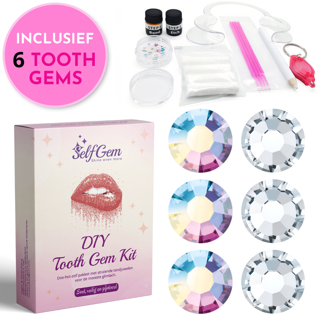 SelfGem™ DIY Tooth Gem Kit | Diamond & AB Crystal Set (6 stuks)