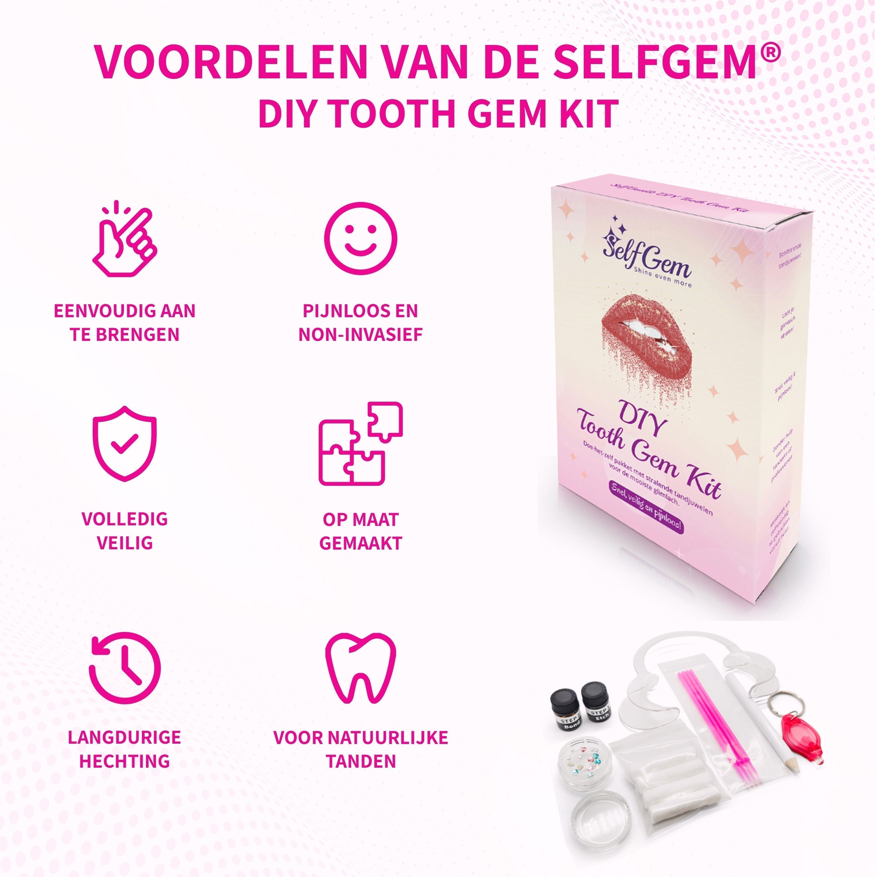 SelfGem™ DIY Tooth Gem Kit | Diamond & Heart Set (12 stuks)