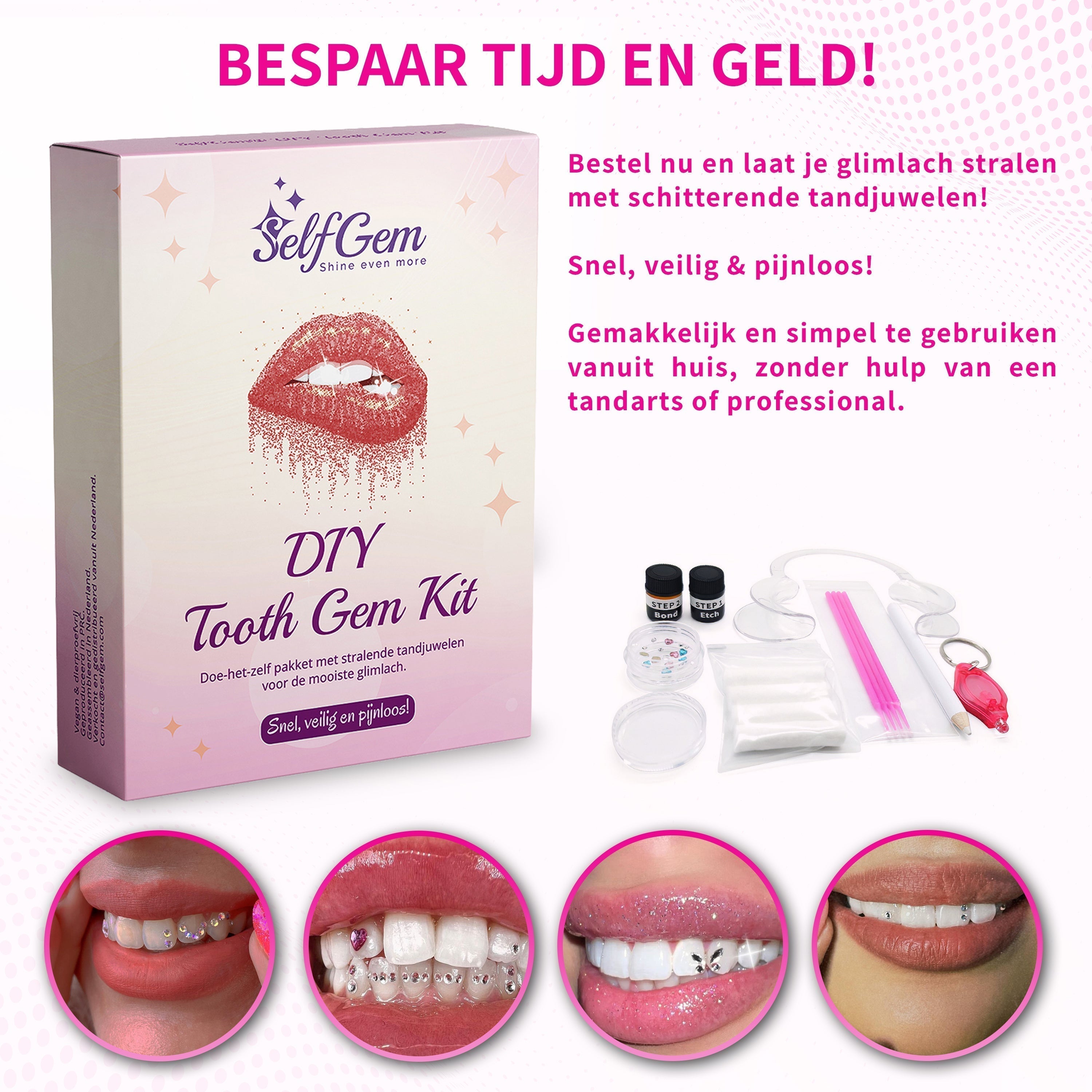 SelfGem™ DIY Tooth Gem Kit | Diamond & AB Crystal Set (6 stuks)